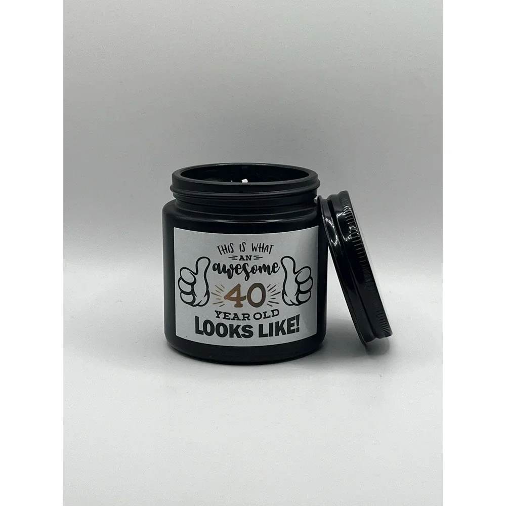 Awesome‎ 40th Birthday Gift Scented Candle Matte Black Jar